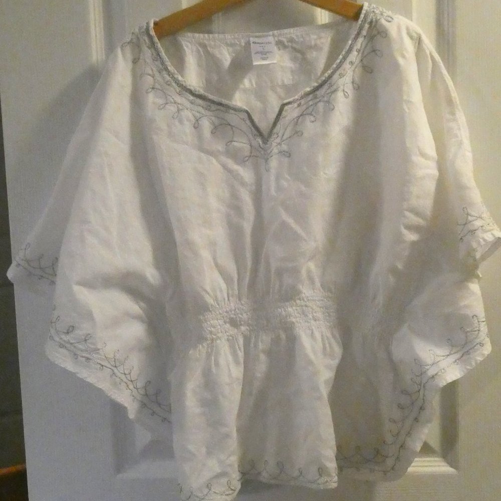 Gap Kids White Blouse w/Silver Stitching Sz L